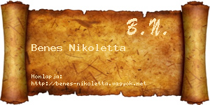 Benes Nikoletta névjegykártya