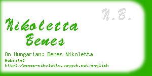 nikoletta benes business card